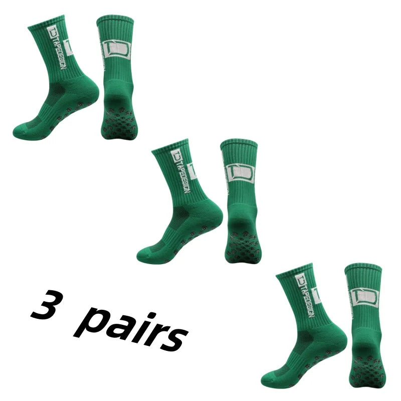 3 Pairs Grip Soccer Socks – Anti Slip Athletic Crew Sports Socks