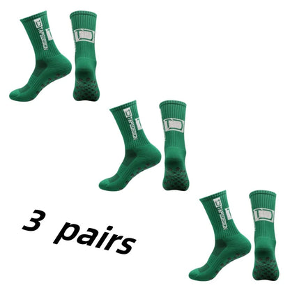 3 Pairs Grip Soccer Socks – Anti Slip Athletic Crew Sports Socks