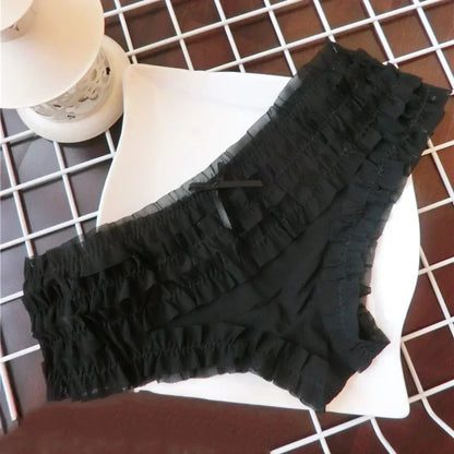 Cute Ruffle Lace Panties – Floral Mesh Low Waist Breathable Women Underwear