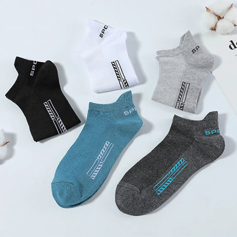5 Pairs Men’s No Show Sports Socks – Breathable Low Cut Athletic Ankle Socks Set