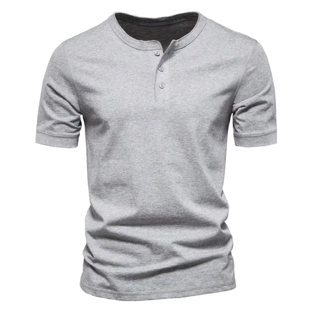 Men’s Casual Henley T-Shirt – Slim Fit Short Sleeve Cotton Tee