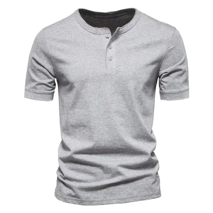 Men’s Casual Henley T-Shirt – Slim Fit Short Sleeve Cotton Tee