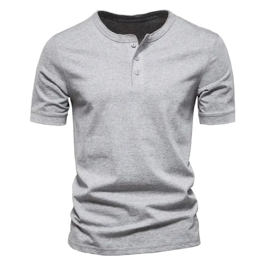 Men’s Casual Henley T-Shirt – Slim Fit Short Sleeve Cotton Tee