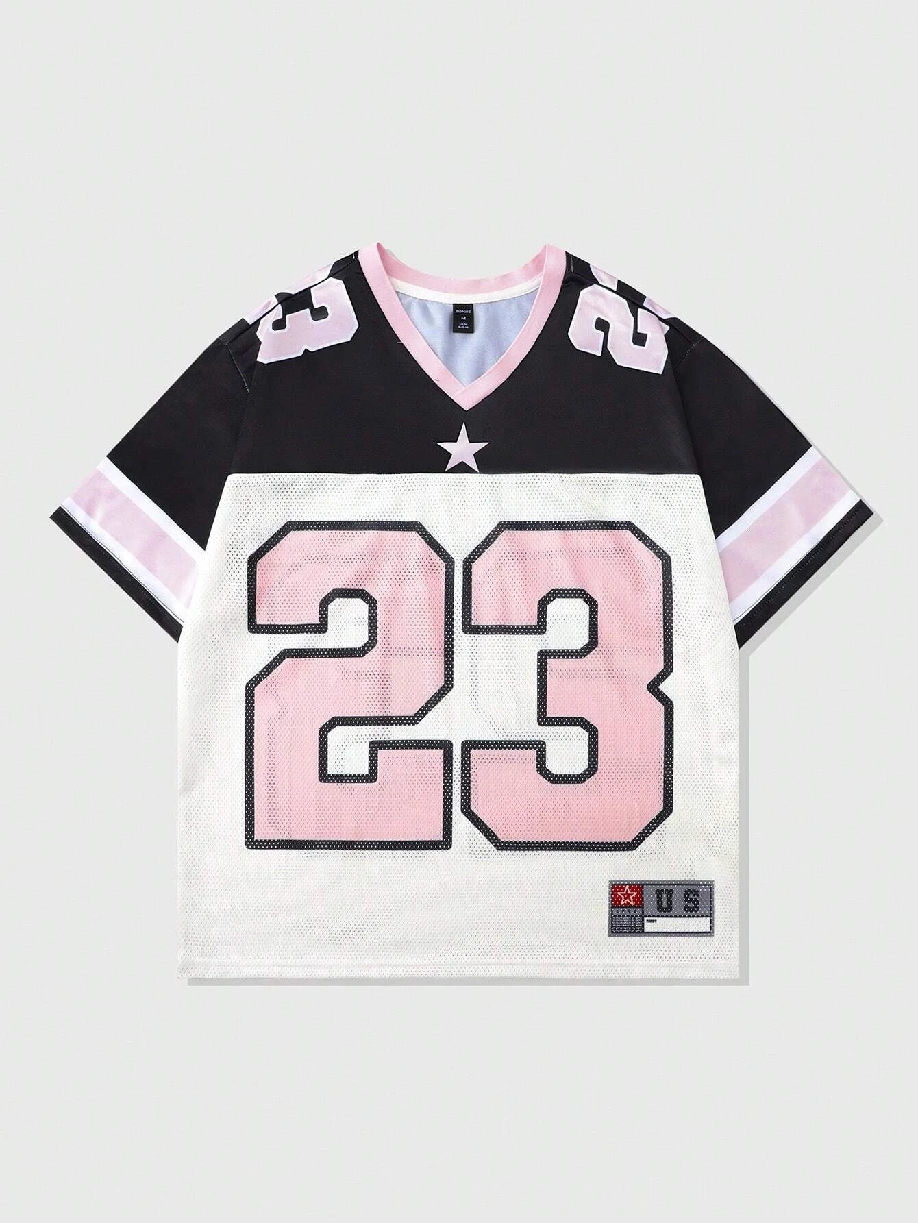 2026 New Hot Women's Summer Y2K Fashion Casual Shirt Street Retro Hip Hop 23 Shirt V-Neck Loose Breathable Quick Drying T-Shirt