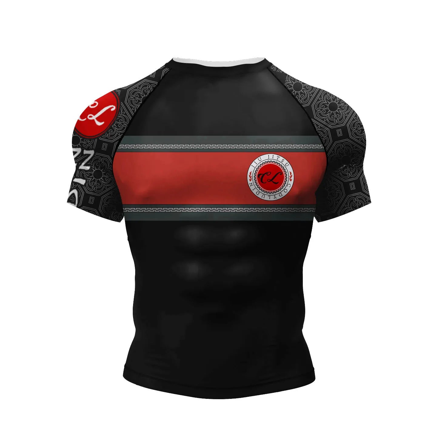 Pink BJJ Rash Guard Men Short Sleeve Jiu Jitsu Compression Training Shirt