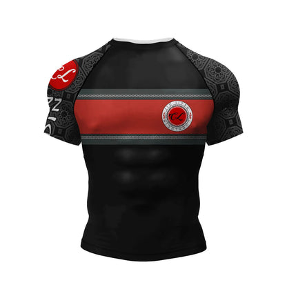 Pink BJJ Rash Guard Men Short Sleeve Jiu Jitsu Compression Training Shirt