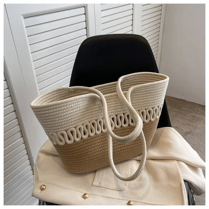 Shoulder Bag Summer Woven Bag Tote Bag Large Capacity Straw Bag for Summer Beach Holidays Women's Beach Bag Flower, Summer 2026