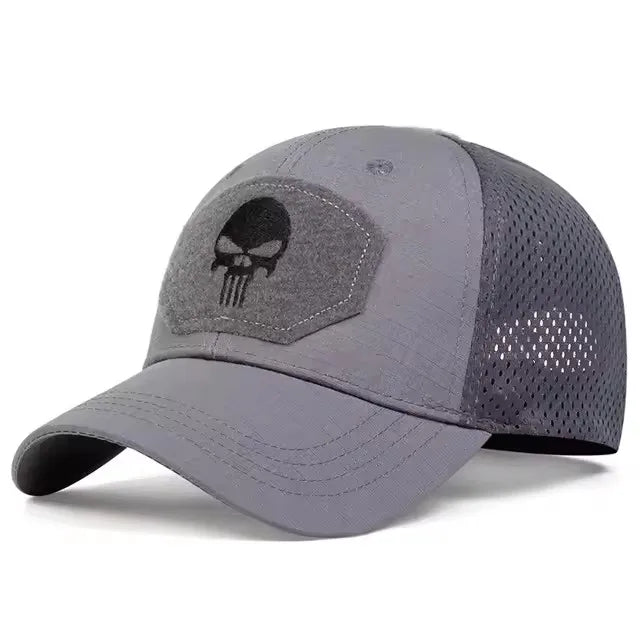 Skull Tactical Trucker Hat – Breathable Mesh Military Baseball Cap