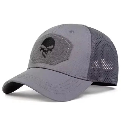 Skull Tactical Trucker Hat – Breathable Mesh Military Baseball Cap