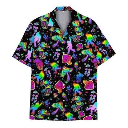 Psychedelic Mushroom Hawaiian Shirt 3D Print Harajuku Summer Button Up