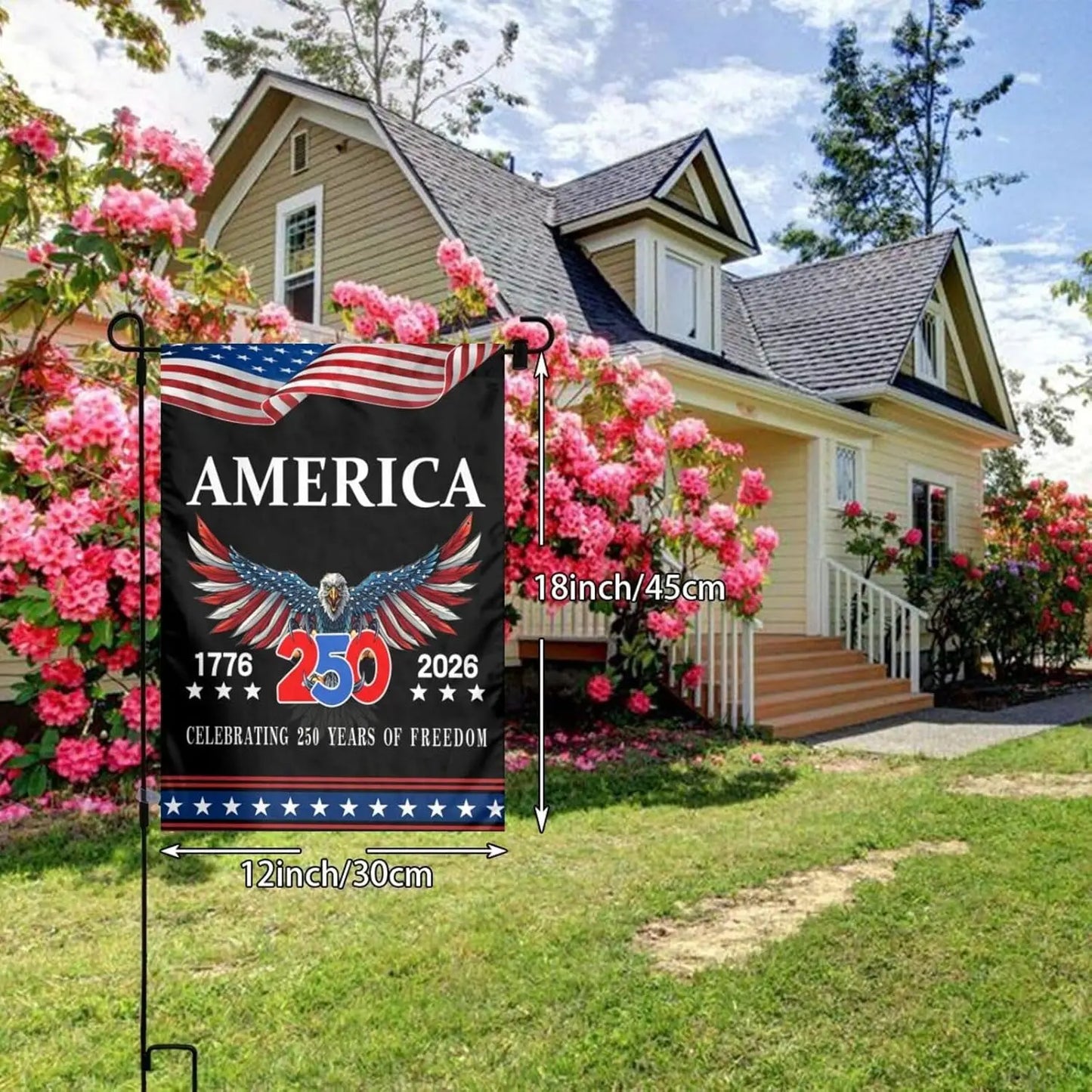 USA 250th Anniversary Garden Flag 12x18 Inch Bald Eagle 1776-2026 Patriotic Garden Flags 4th of July Independence Day