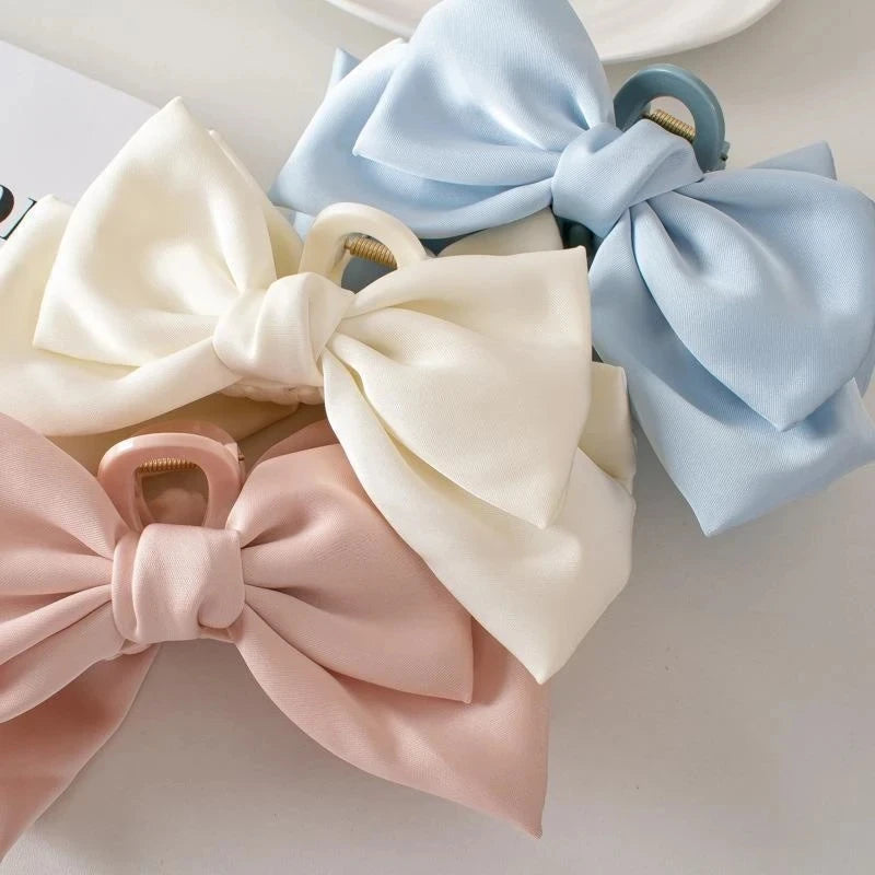 Satin Bow Hair Clip Set – Cute Coquette Ribbon Barrettes for Women & Girls