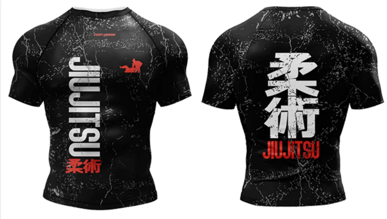 Pink BJJ Rash Guard Men Short Sleeve Jiu Jitsu Compression Training Shirt