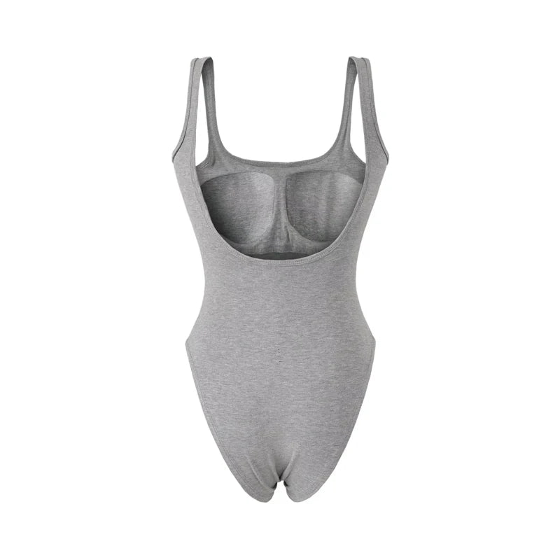 Women's Sculpting Modern Low Back Tank Bodysuit With Bra Insert