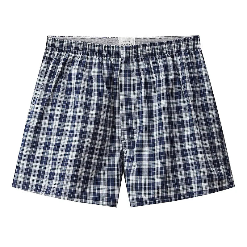 Men’s Cotton Boxer Shorts Pack – Soft Plaid Printed Loose Fit Breathable Underwear for Everyday Comfort
