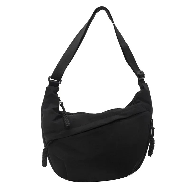 Casual Nylon Crescent Shoulder Bag – Lightweight Slouchy Crossbody Hobo Bag for Women