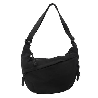 Casual Nylon Crescent Shoulder Bag – Lightweight Slouchy Crossbody Hobo Bag for Women