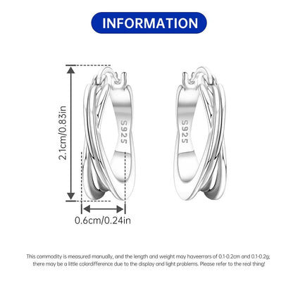 925 Sterling Silver Hoop Earrings – Minimalist Layered Huggie Earrings for Women