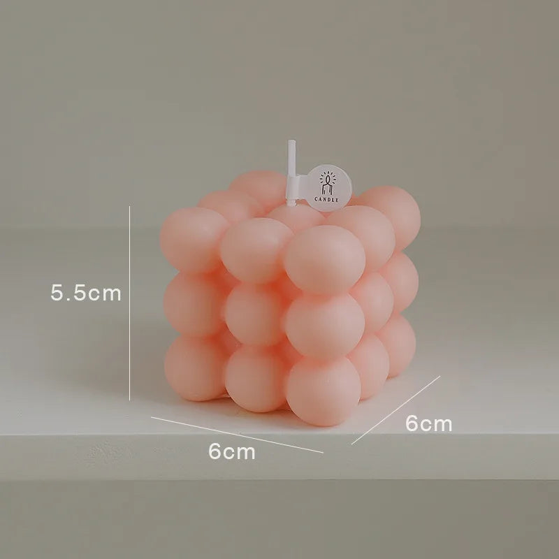 Aesthetic Bubble Cube Candle | Handmade Soy Wax Scented Candle for Home Decor