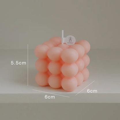 Aesthetic Bubble Cube Candle | Handmade Soy Wax Scented Candle for Home Decor