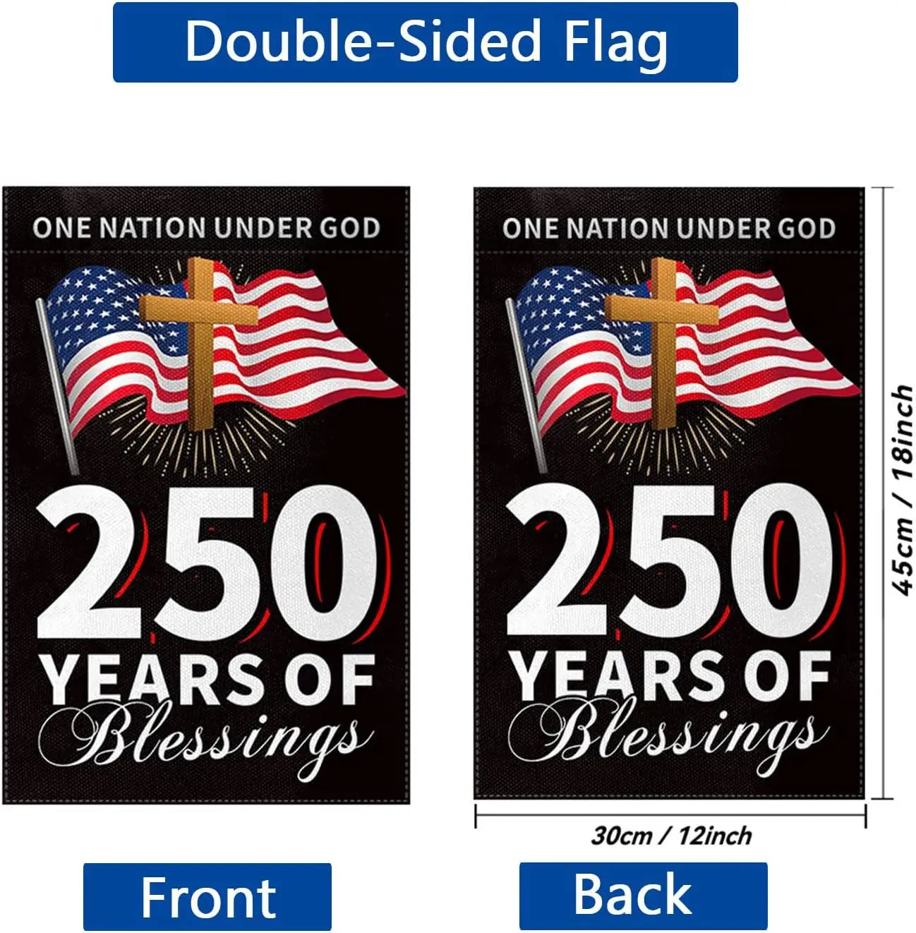 250th Anniversary USA Garden Flag 12x18 Inch 1776-2026 America 4th of July Decorations Flag Outdoor Banner Double Sided