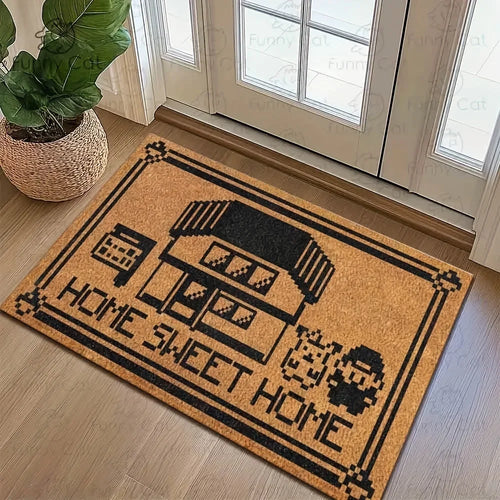 Style Cartoon Pixel-Style Floor Mat, For Entrance, Bathroom And Kitchen. Non-Slip, Dirt-Proof Carpet Home Decor