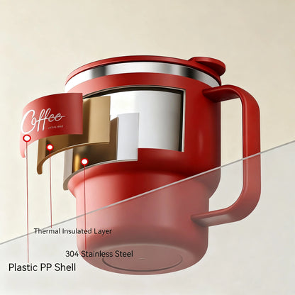 Insulated Coffee Mug with Straw – Stainless Steel Travel Cup for Coffee, Tea & Office Desk Drinkware