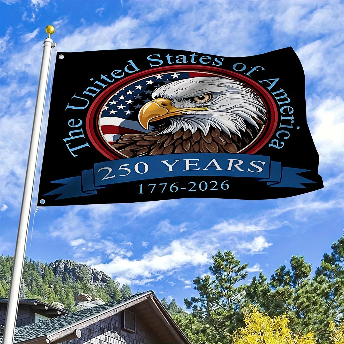 USA 250 Years Eagle Flag – Patriotic 1776–2026 Outdoor Banner