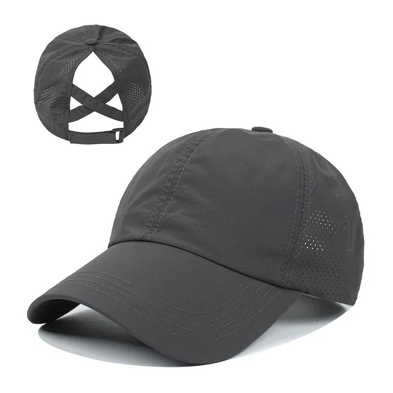 Women’s Ponytail Baseball Cap – Breathable Mesh Sports Hat for Running & Gym