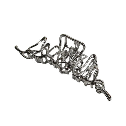 Abstract Metal Hair Claw Clip – Artistic Silver Statement Jaw Clip for Women