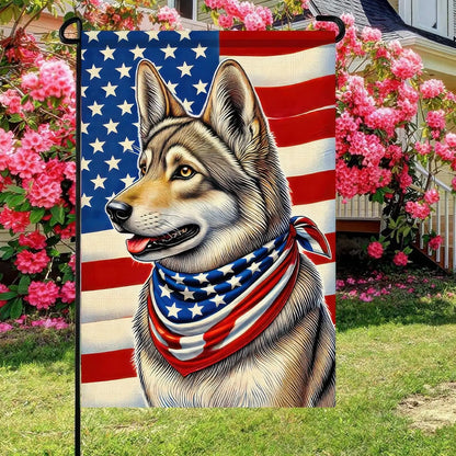 Patriotic American Flag 4th of July German Shepherd Garden Flag 12x18 Double Sided Small Yard House Flags for Memorial