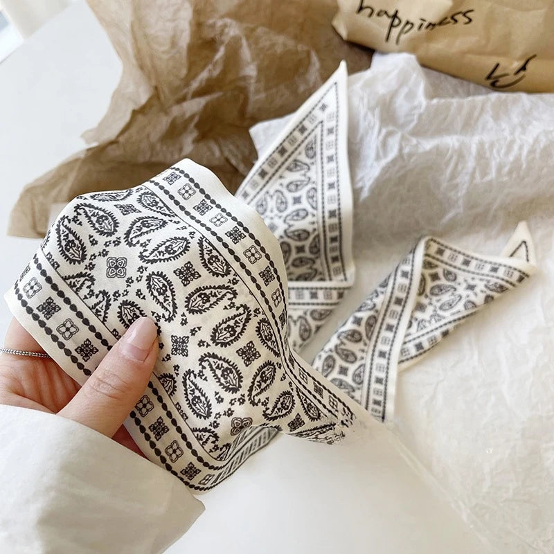 Vintage Paisley Hair Scarf for Women – Satin Headband Neck Tie Ribbon