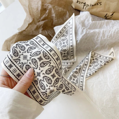 Vintage Paisley Hair Scarf for Women – Satin Headband Neck Tie Ribbon