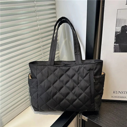 Quilted Puffer Tote Bag – Large Capacity Lightweight Shoulder Handbag for Women
