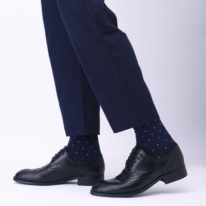 5 Pairs Men’s Dress Crew Socks Set – Classic Patterned Business Casual Socks