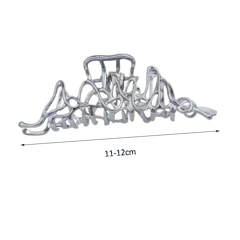 Abstract Metal Hair Claw Clip – Artistic Silver Statement Jaw Clip for Women