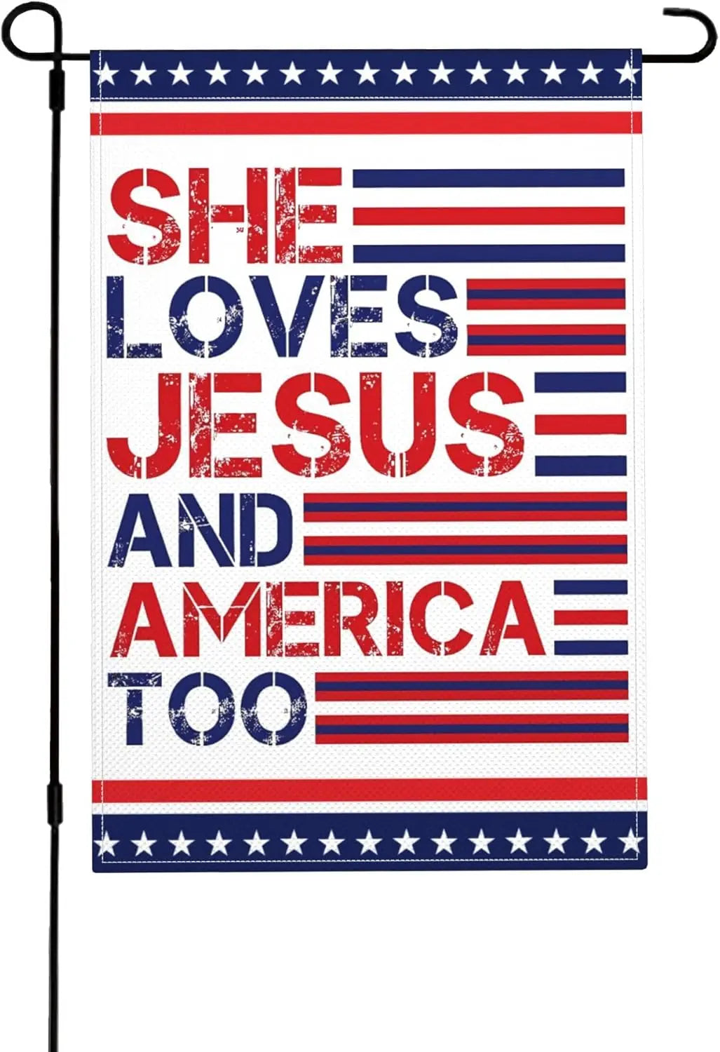 4th of July Memorial Day Independence Day Flag 12x18 Christian Jesus Faith American Patriotic Garden Flags f