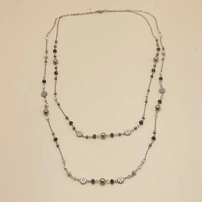 Vintage Layered Beaded Necklace – Boho Long Chain Pendant Necklace for Women