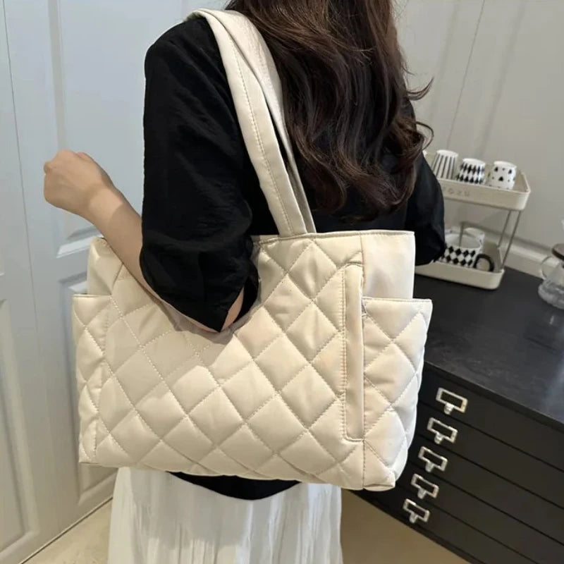 Quilted Puffer Tote Bag – Large Capacity Lightweight Shoulder Handbag for Women