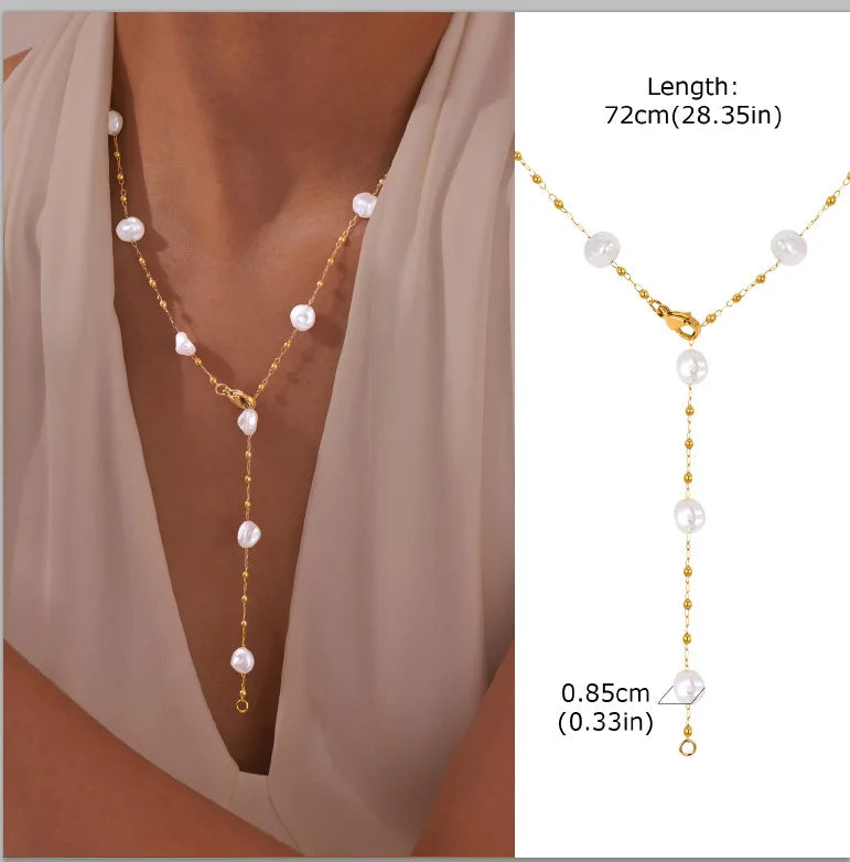 Gold Layered Y Necklace – Minimalist Dainty Lariat Necklace for Women Elegant Jewelry