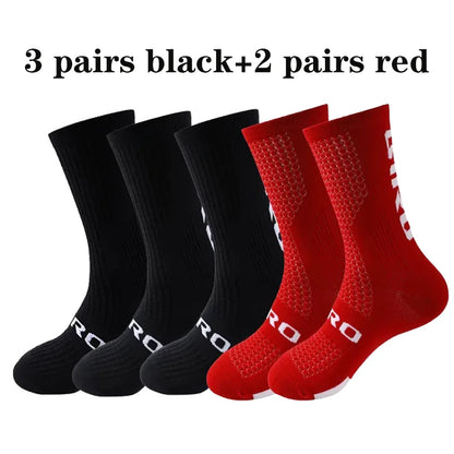 5 Pairs Compression Sports Crew Socks – Breathable Athletic Running & Training Socks