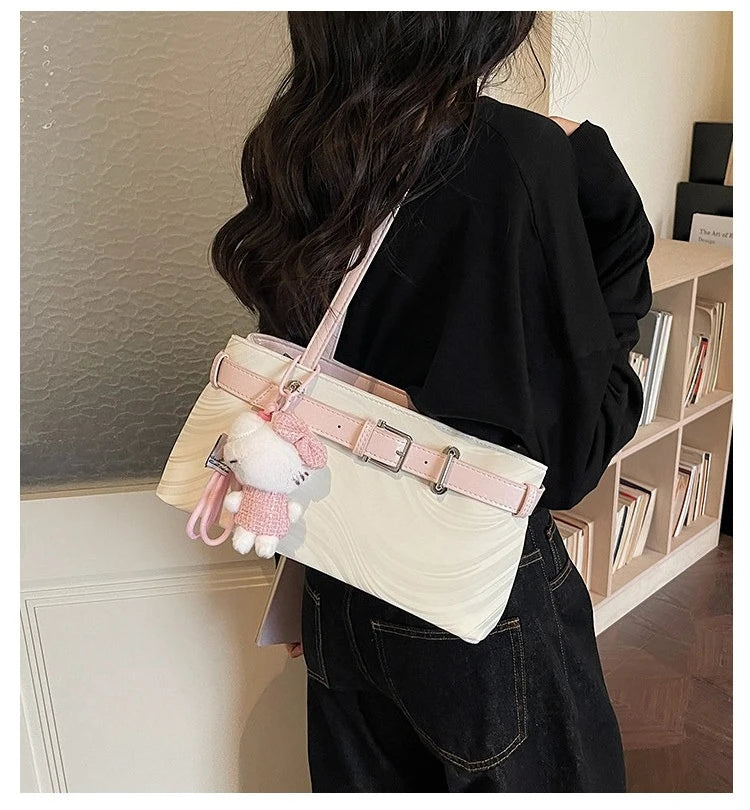 Plaid Shoulder Handbag – Cute Vintage Y2K Tote Purse for Women