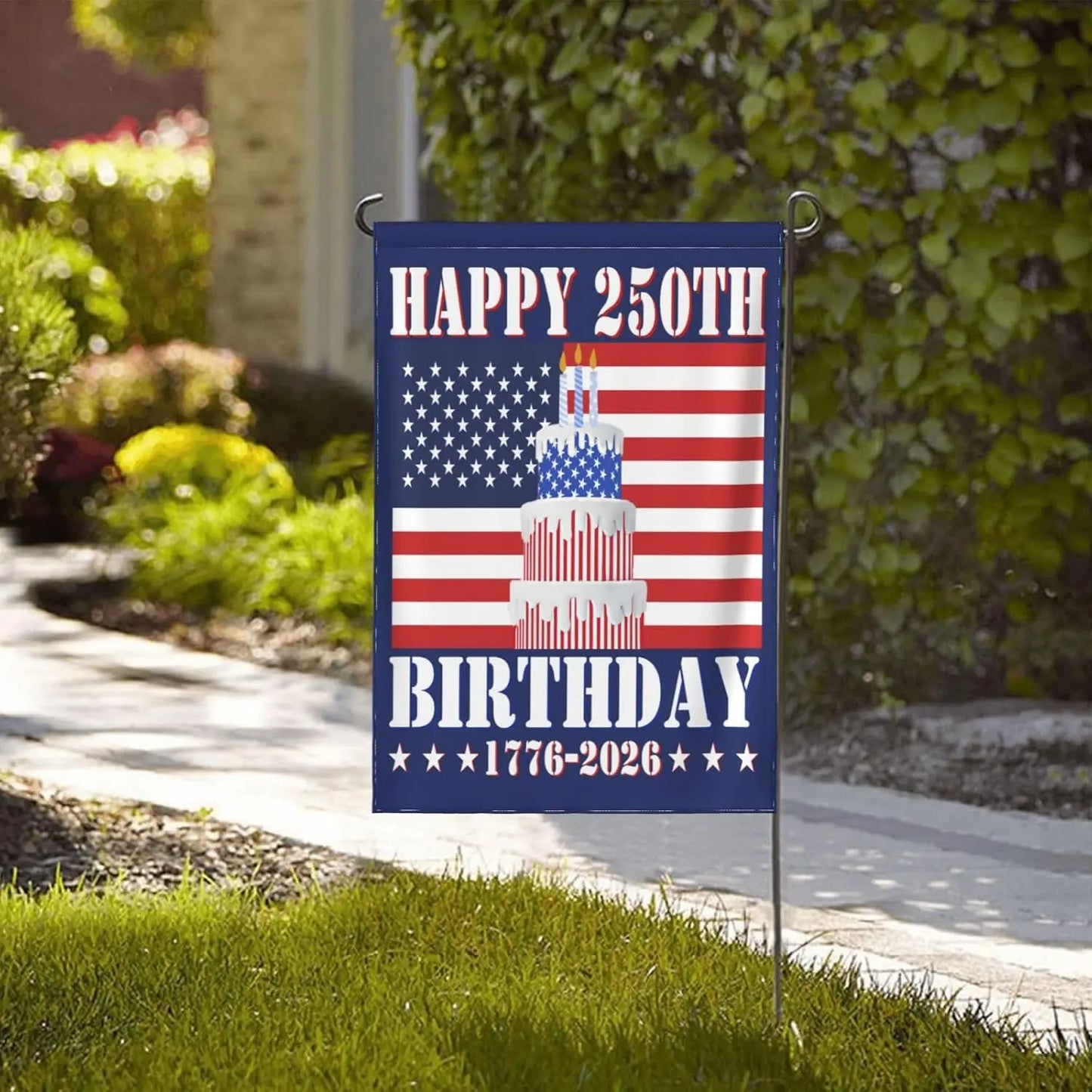 America 1776 2026 flags 4th July Patriotic Happy 250th-Birthday 12x18 Garden Flag Double Side