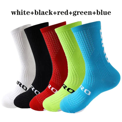 5 Pairs Compression Sports Crew Socks – Breathable Athletic Running & Training Socks