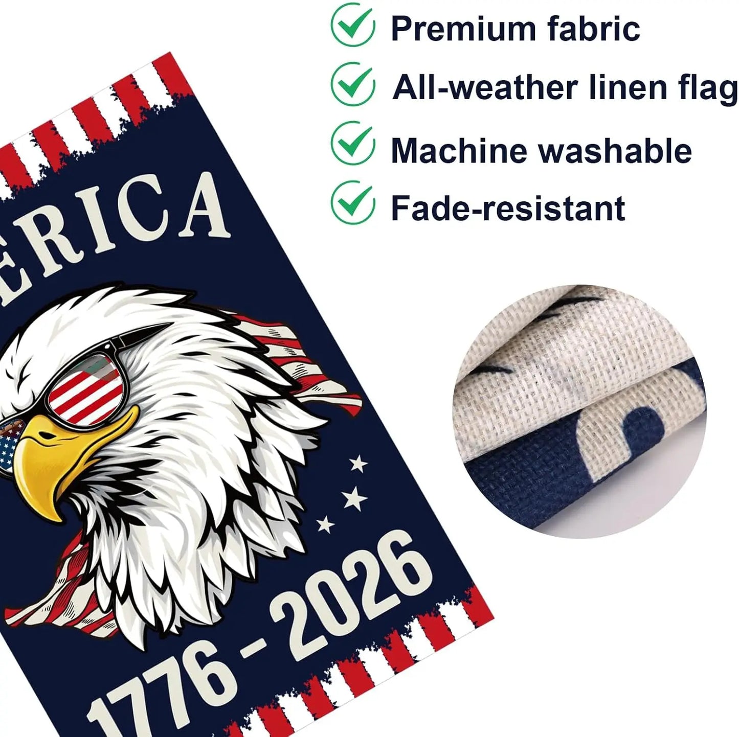1776-2026 Semiquincentennial Garden Flag, Vintage Machine Washable 250th Theme America American Garden Flag