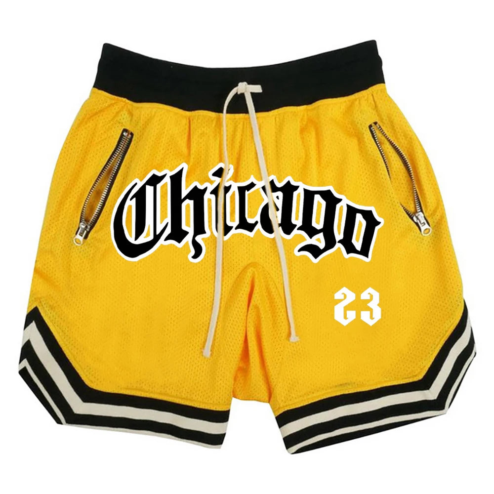 Men’s Chicago Basketball Shorts – Retro Athletic Mesh Shorts Casual Streetwear Sports Shorts for Men