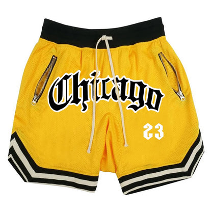 Men’s Chicago Basketball Shorts – Retro Athletic Mesh Shorts Casual Streetwear Sports Shorts for Men