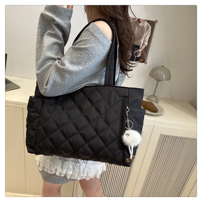 Quilted Puffer Tote Bag – Large Capacity Lightweight Shoulder Handbag for Women