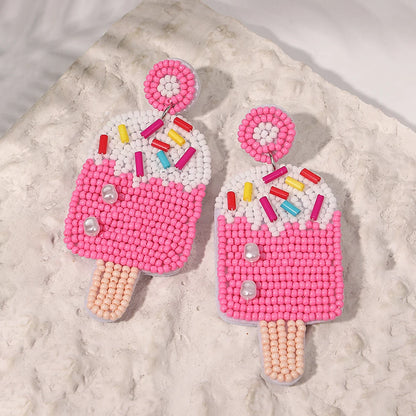 Boho Beach Statement Earrings – Handmade Beaded Starfish Seahorse Shell Drop Earrings for Women
