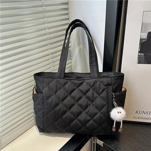 Quilted Puffer Tote Bag – Large Capacity Lightweight Shoulder Handbag for Women